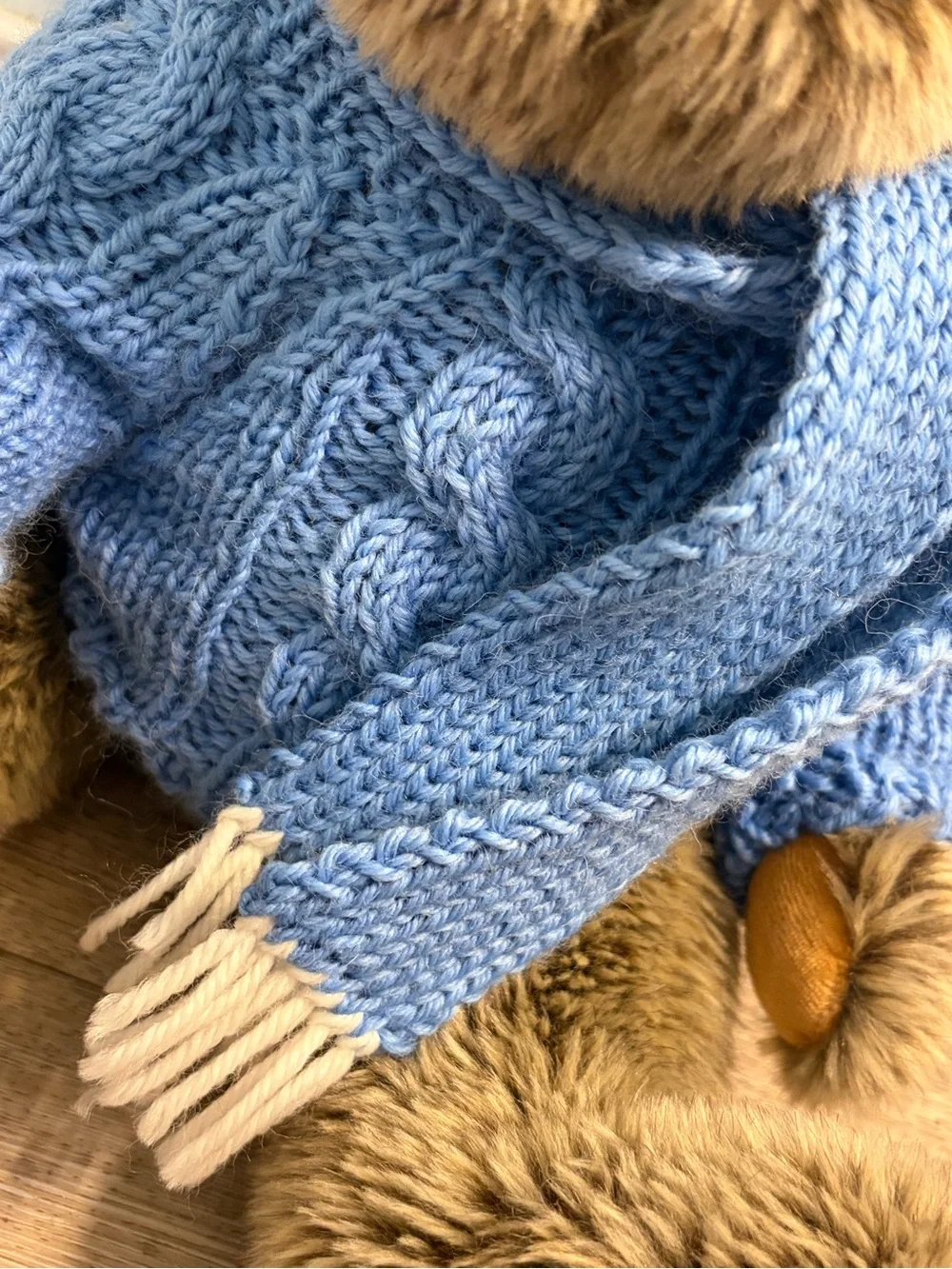 TS Teddy Bear with Blue Sweater and Scarf